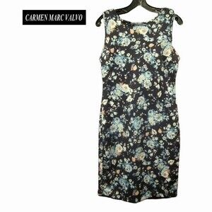 Carmen Marc Valvo NEW GISELLE NIGHT Roses Low Back Pencil Dress S
